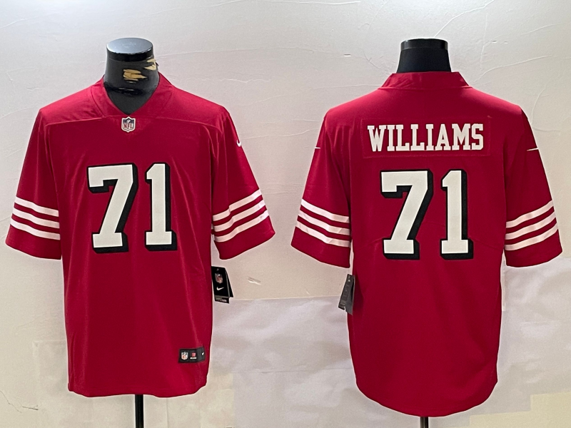 Men San Francisco 49ers #71 Williams red 2025 Nike Limited NFL Jersey style 1